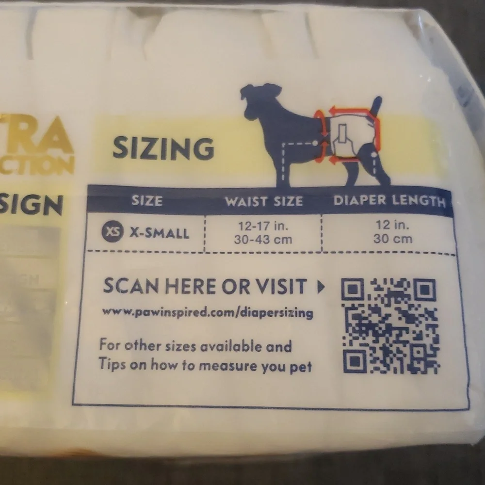 Paw Inspired 12 Pack Disposable Dog Diapers Size XS
